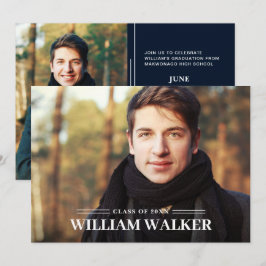 Convite Marinho Simples Moderno 2 Festa de formatura FOTO