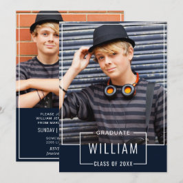 Convite Marinho Simples Moderno 2 Festa de formatura FOTO