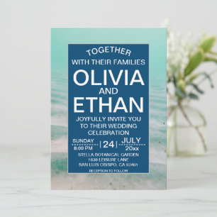 Convite Marinho Sob O Casamento De Turquesa De Frigorífico