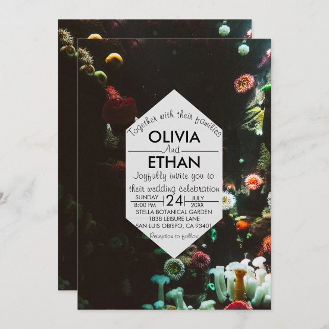 Convite Marinho Sob O Casamento De Verão Dos Recifes De Co (Frente/Verso)