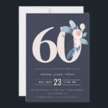 CONVITE MARINHO SUAVE BLUH BLUE FLORAL 60º ANIVERSÁRIO DE<br><div class="desc">Se você precisar de qualquer outra personalização ou qualquer outro item correspondente,  entre em contato comigo em yellowfebstudio@gmail.com</div>