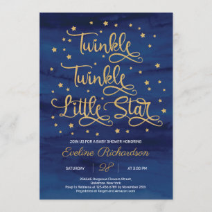 Convite Marinho Twinkle Twinkle Little Star Chá de fraldas
