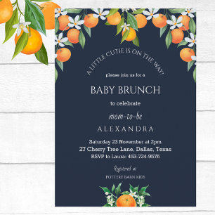 Convite Marinho Um Pequeno Citrus Laranja Cutie Baby Brunc