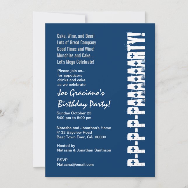 Convite Marinho Vermelho Azul, Modelo Vermelho Branco Dive (Frente)