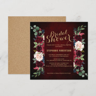 Convite Marinho Vermelho Floral Chá de panela Boho