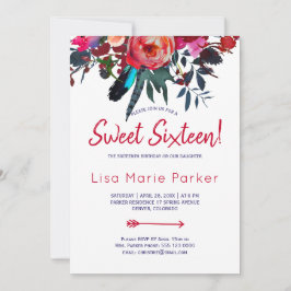 Convite Marinho vermelho-vermelho-boho-vermelho-boho buquê