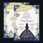 Convite Marinho Vestido e Rosas Mexicanos 15 Aniversário 1<br><div class="desc">Marinho Vestido e Rosas Rapariga Mexicana 15 de Aniversário 1 ConviteMis Quince Anos,  15 Birthday</div>