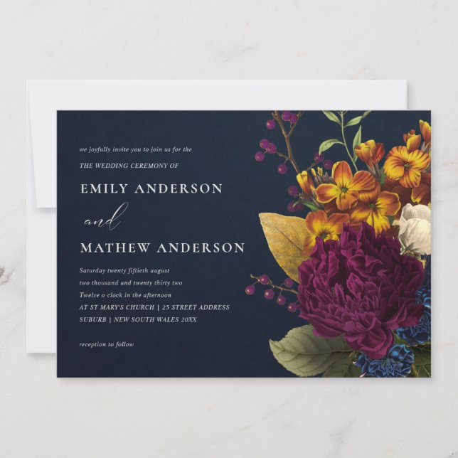 CONVITE MARINHO VINTAGE RETRO BURGUNDY AMARELO CASAMENTO F (Frente)