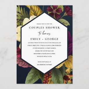 CONVITE MARINHO VINTAGE RETRO BURGUNDY CASAIS FLORAIS CHÁ