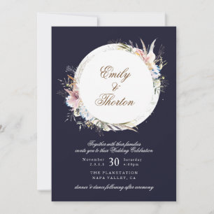 Convite Marinho Whimsical Wreath Bohemian Invitation
