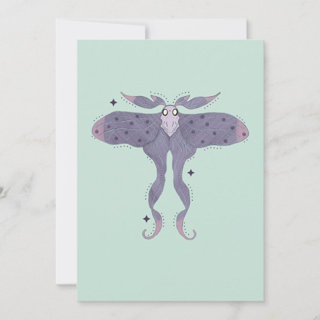 Convite Mariposa Roxa Caprichosa com Faíscas de Estrela  (Frente)