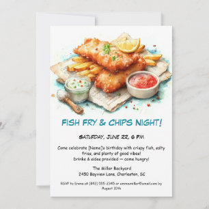 Convite Marisco casual - Peixes Fritos e Chips Aniversário