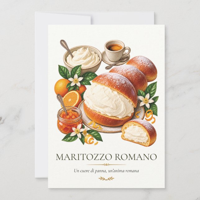 Convite Maritozzo Romano – Vintage Italian Dessert (Frente)
