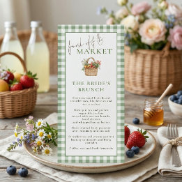 Convite Market Brunch Gingham Bridal Shower Menu Card