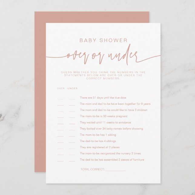 Convite MARLO Boho Blush Rosa Sob Jogo De Chá de fraldas (Frente/Verso)