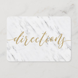 Convite Mármaco Branco Elegante e Douradas Direções de Cas