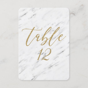 Convite Mármaco Branco Elegante e Dourado Número da Tabela