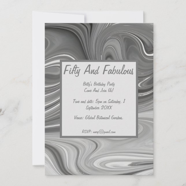 Convite Mármaco Líquido Cinquenta E Fabuloso Aniversário (Frente)