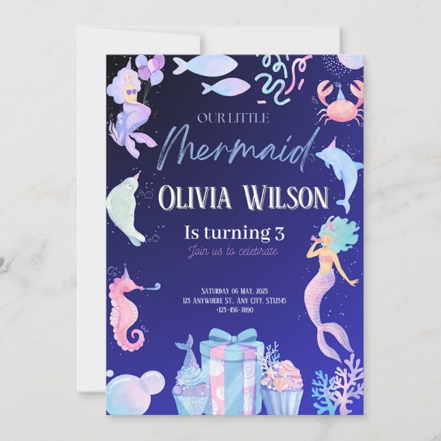 Convite Marmaid aniversário (Frente)