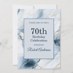 Convite Mármore Azul Claro Aniversário de 70 anos