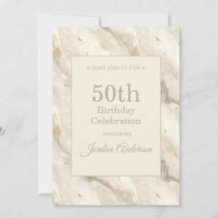 Convite Mármore Bege Claro Aniversário de 50 anos