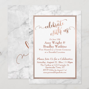 Convite Mármore Branco Cobre Celebre Conosco Diversão de C