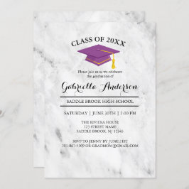 Convite Mármore Branco Com Graduação De Boné De Formando R