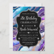 Mármore Brilhante Azul e Roxo Aniversário de 21 an