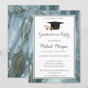 Convite Mármore do boné de formatura, festa de formatura