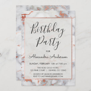 Convite Mármore Dourado cor-de-rosa alguma festa de