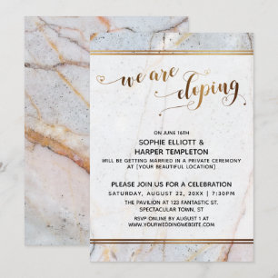 Convite Mármore Dourado Estamos Fugindo Corações Dourados 