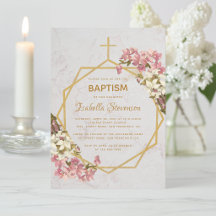 Mármore Dourado Floral Orquídeas Rosa Batismo Geom
