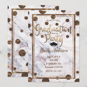 Convite Mármore Dourado Rosa Ondulado Bronze Cobre Graduaç