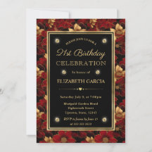 Mármore Floral Vermelho Preto e Dourado Aniversári
