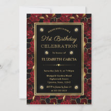 Mármore Floral Vermelho Preto e Dourado Aniversári