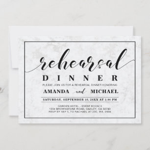 Convite Mármore   Jantar de Ensaios de Casamento Simples e