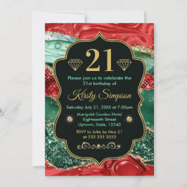 Convite Mármore Natal Ágata & Brilho Dourado Aniversário