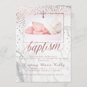Convite Mármore PixDezines + Batismo de Confetti Dourado R