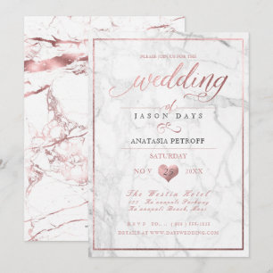 Convite Mármore PixDezines/Rosa de Faux Dourado/Casamento