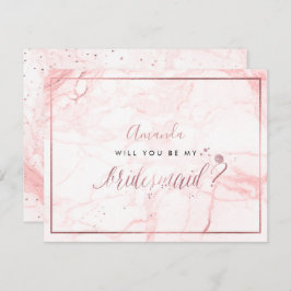 Convite Mármore PixDezines+Rosa Faux Dourado, Bridesmaid