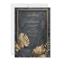 Mármore Preto Monstera Tropical Moderno Casamento