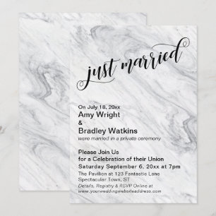 Convite Mármore Recém-Casados Celebração Pós-Casamento