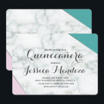 Convite Mármore Rosa Moderno Quinceañera Doce 15<br><div class="desc">Projetado por Dream Big Digital Design</div>