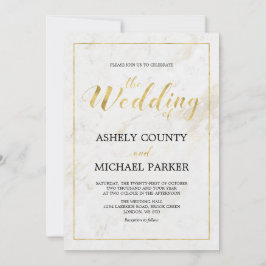 Convite Mármore | Simples Cerimônia de Casamento de Tipogr