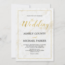 Convite Mármore | Simples Cerimônia de Casamento de Tipogr