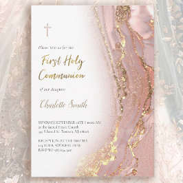 Convite mármore tinta | Primeira Sagrada Menina Comunitári