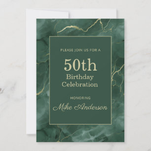 Convite Mármore Verde-azulado Aniversário de 50 anos