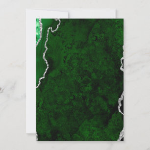 Convite Mármore Verde Floresta Glamouroso Brilho Prata Chi
