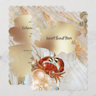 Convite Mármore vermelho dourado líquido chic elegante