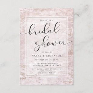 Convite Mármores modernos no Chá de panela Dourado Mauve R